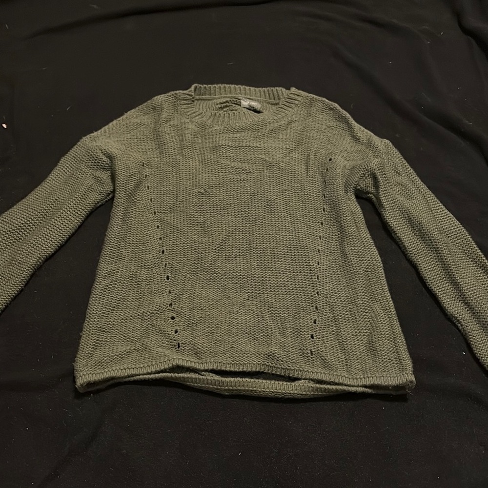 American Eagle Outfitters Olive Green Crew Neck Sweater